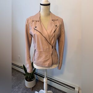 Women's Pink Faux Leather Moto Jacket Size M